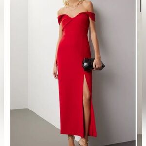 ML Monique Lhuillier Vivian Off the Shoulder Sheath Gown Dress